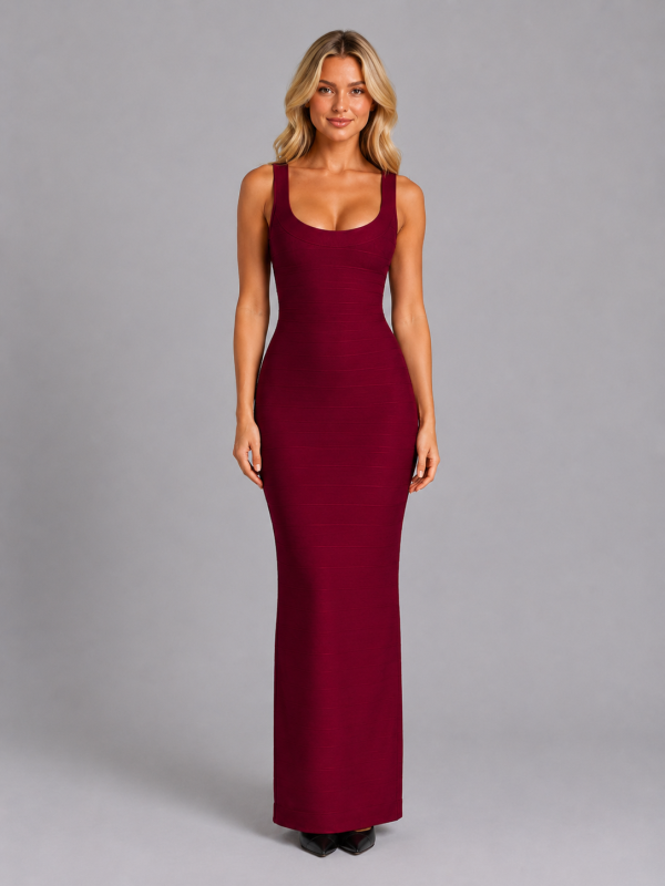Women's Metallic Bandage Maxi Dress - Sculpting Evening Gown