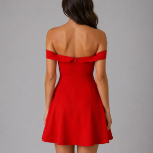 Women's Off-Shoulder Mini Dress ?C Structured Sculpted Fit - Image 2