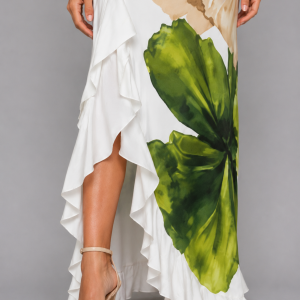 Women's One-Shoulder Floral Maxi Dress ?C Ruffle Hem Summer Style - Image 4