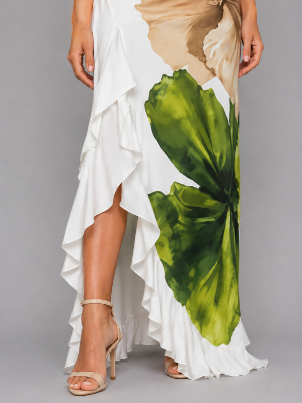 Women's One-Shoulder Floral Maxi Dress ?C Ruffle Hem Summer Style