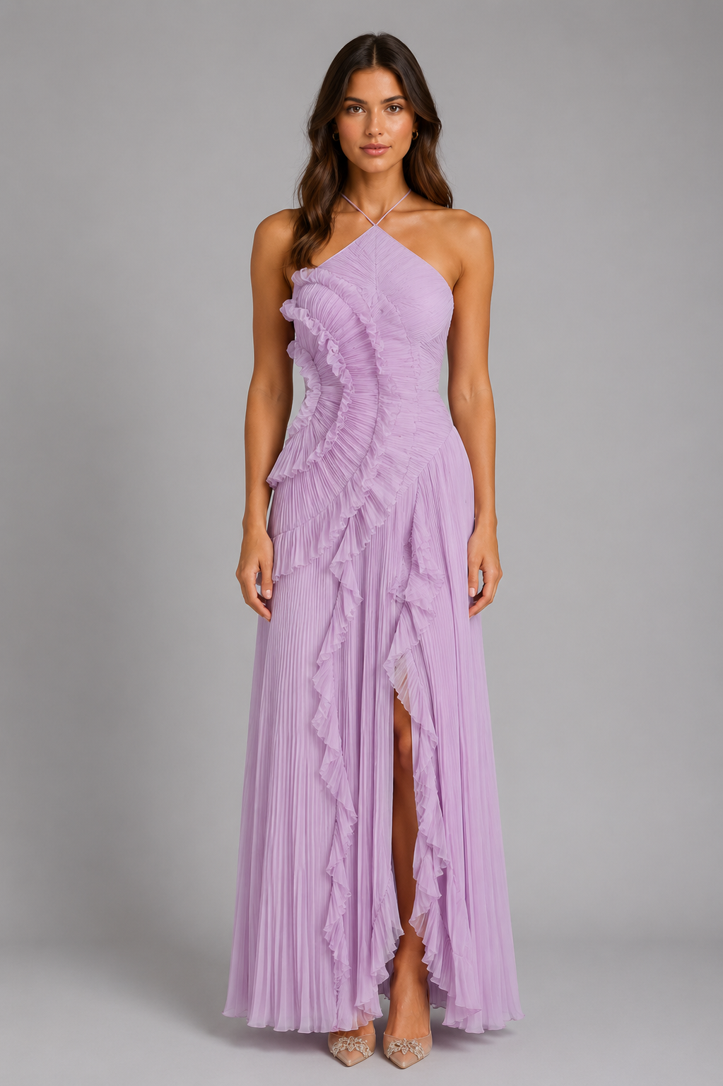 Cordelia Pleated Halter Dress - Image 1