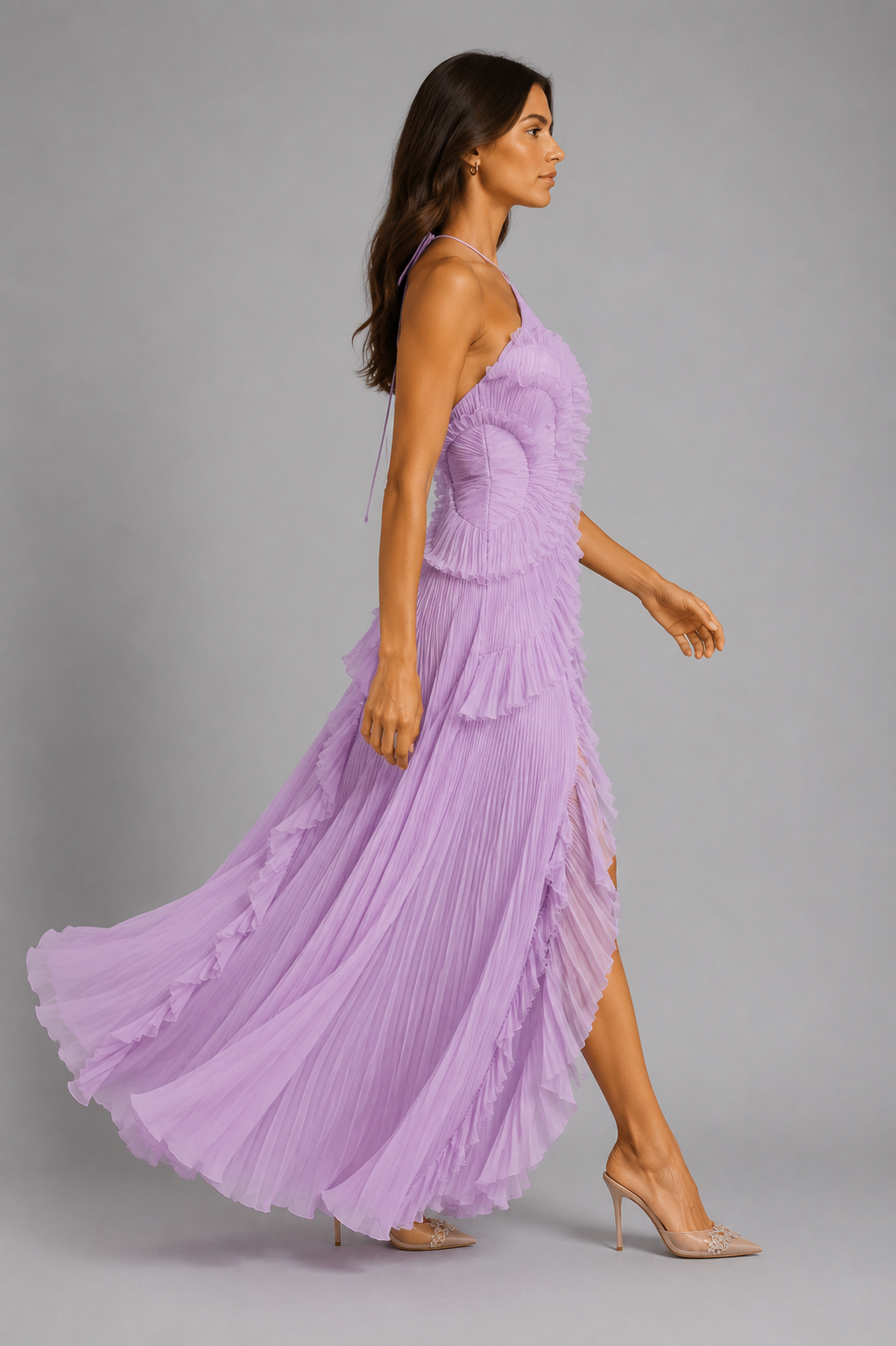 Cordelia Pleated Halter Dress - Image 3