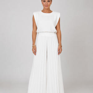 Women's Pleated Wide Leg Trouser Set ?C Elegant Relaxed Style