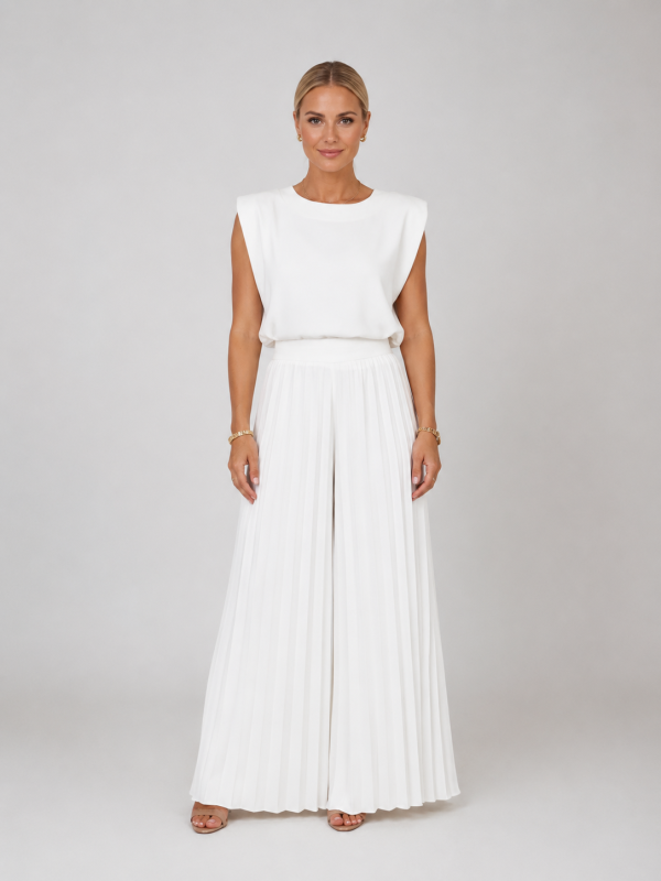 Women's Pleated Wide Leg Trouser Set ?C Elegant Relaxed Style