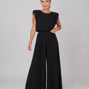 Women's Pleated Wide Leg Trouser Set ?C Elegant Relaxed Style - Image 4