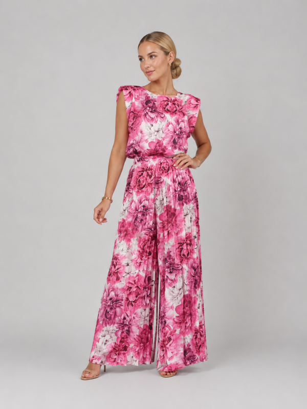 Women's Pleated Wide Leg Trouser Set ?C Elegant Relaxed Style