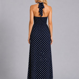 Women's Polka Dot Halter Maxi Dress ?C Summer Occasion Style - Image 2