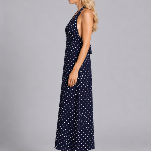 Women's Polka Dot Halter Maxi Dress ?C Summer Occasion Style - Image 3