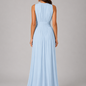 Women's Ruched Chiffon Maxi Dress ?C Flowing Silhouette - Image 2