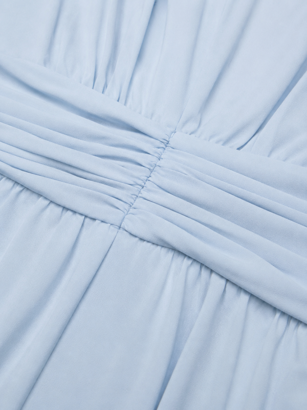Women's Ruched Chiffon Maxi Dress ?C Flowing Silhouette