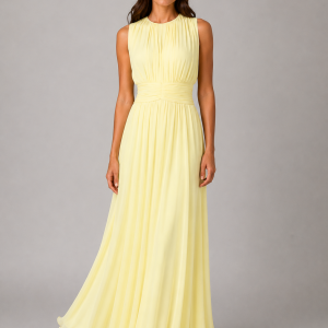 Women's Ruched Chiffon Maxi Dress ?C Flowing Silhouette - Image 5