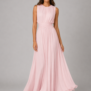Women's Ruched Chiffon Maxi Dress ?C Flowing Silhouette - Image 6