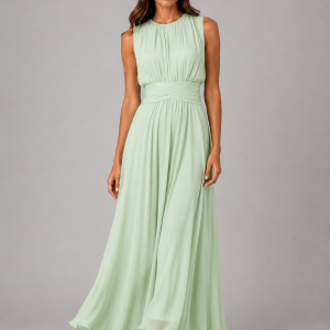 Women's Ruched Chiffon Maxi Dress ?C Flowing Silhouette - Image 7