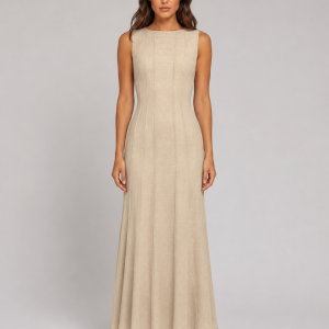 Women's Ruched Sleeveless A-Line Maxi Dress ?C Relaxed Summer Style