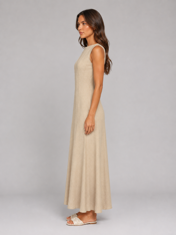 Women's Ruched Sleeveless A-Line Maxi Dress ?C Relaxed Summer Style