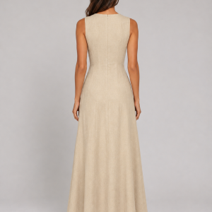 Women's Ruched Sleeveless A-Line Maxi Dress ?C Relaxed Summer Style - Image 2