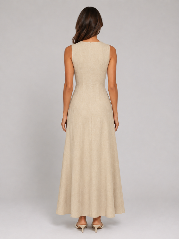 Women's Ruched Sleeveless A-Line Maxi Dress ?C Relaxed Summer Style