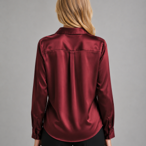 Women's Satin-Feel Blouse ?C Elegant Silky Drape - Image 2