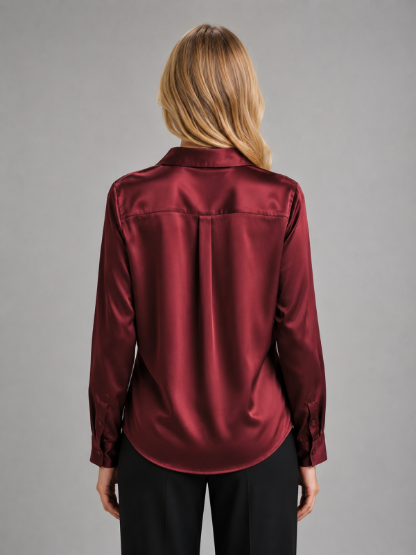 Women's Satin-Feel Blouse ?C Elegant Silky Drape
