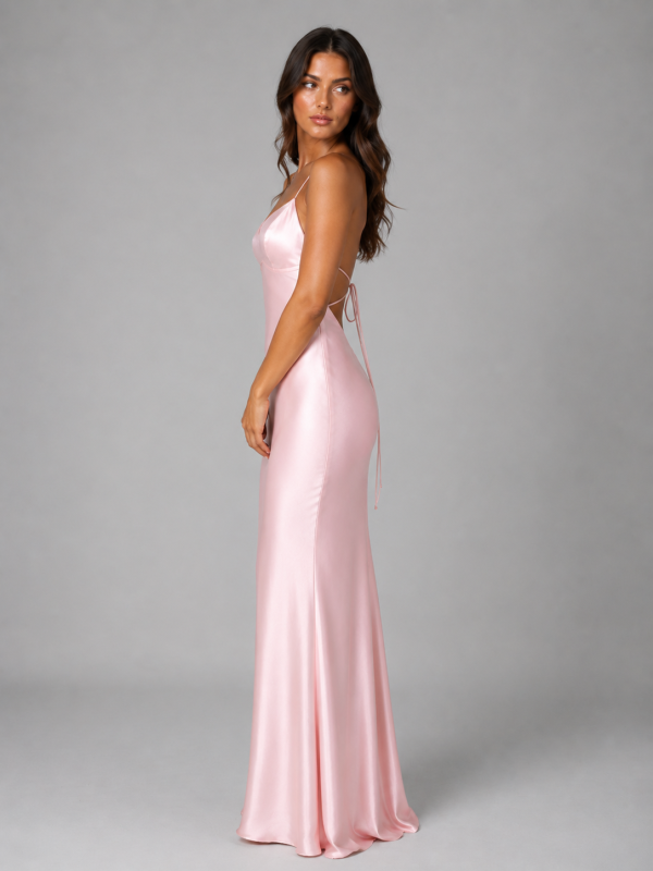 Women's Satin Feel Maxi Dress ?C Sculpted Fit Evening Gown