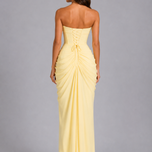 Women's Strapless Draped Maxi Dress ?C Wedding Guest Gown - Image 2