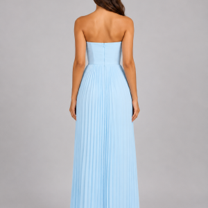 Women's Strapless Pleated Maxi Dress ?C Wedding Guest Gown - Image 2