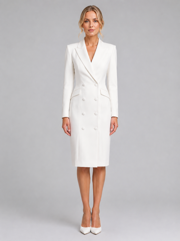 Women's Tailored Blazer Midi Dress ?C Formal Occasion Style