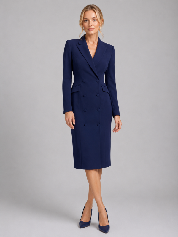 Women's Tailored Blazer Midi Dress ?C Formal Occasion Style