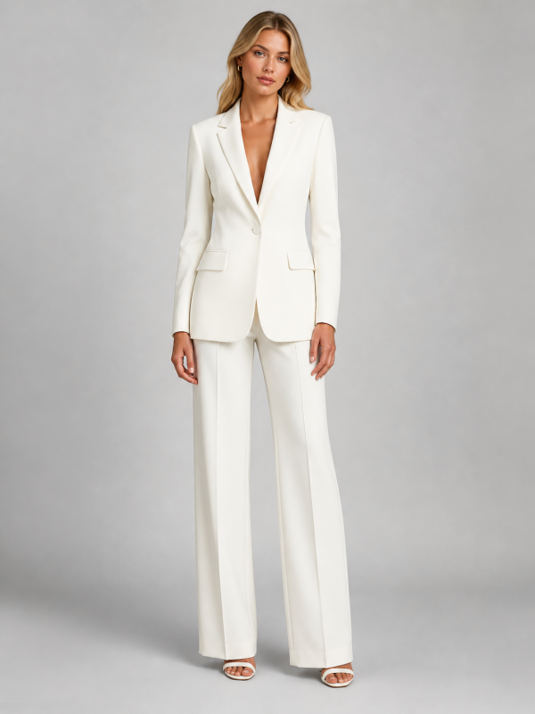 Women's Tailored Blazer and Wide-Leg Trousers Set ?C Smart Occasion Style