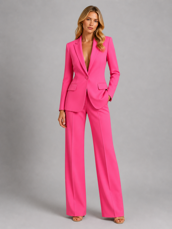 Women's Tailored Blazer and Wide-Leg Trousers Set ?C Smart Occasion Style
