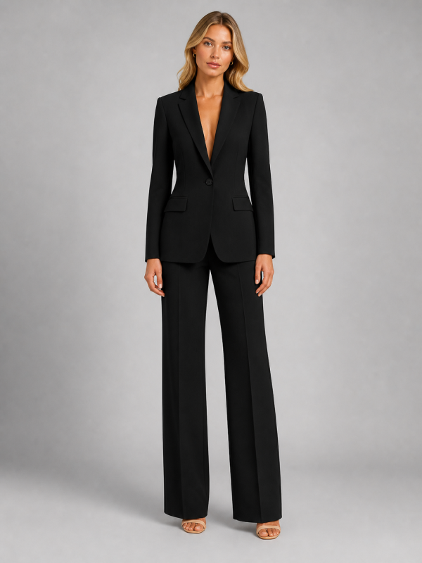 Women's Tailored Blazer and Wide-Leg Trousers Set ?C Smart Occasion Style