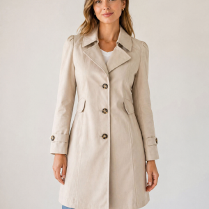 Women's Tailored Trench Coat ?C Short Buttoned Fit