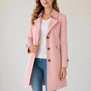Women's Tailored Trench Coat ?C Short Buttoned Fit - Image 3
