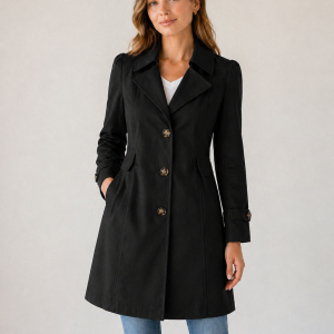 Women's Tailored Trench Coat ?C Short Buttoned Fit - Image 4