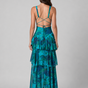 Women's Tiered Ruffle V-Neck Maxi Dress ?C Flowing Silhouette - Image 2