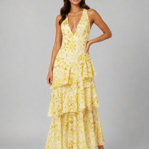 Women's Tiered Ruffle V-Neck Maxi Dress ?C Flowing Silhouette - Image 4