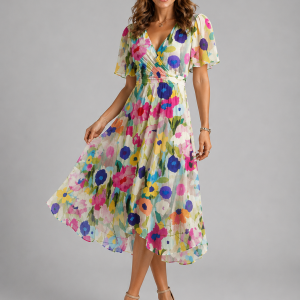 Junia Floral Wrap Dress - Image 4