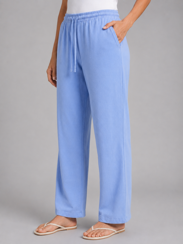 Women's Relaxed Drawstring Trousers ?C Wide Leg Casual Fit