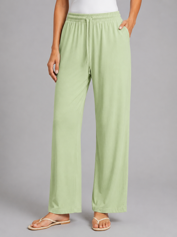 Women's Relaxed Drawstring Trousers ?C Wide Leg Casual Fit