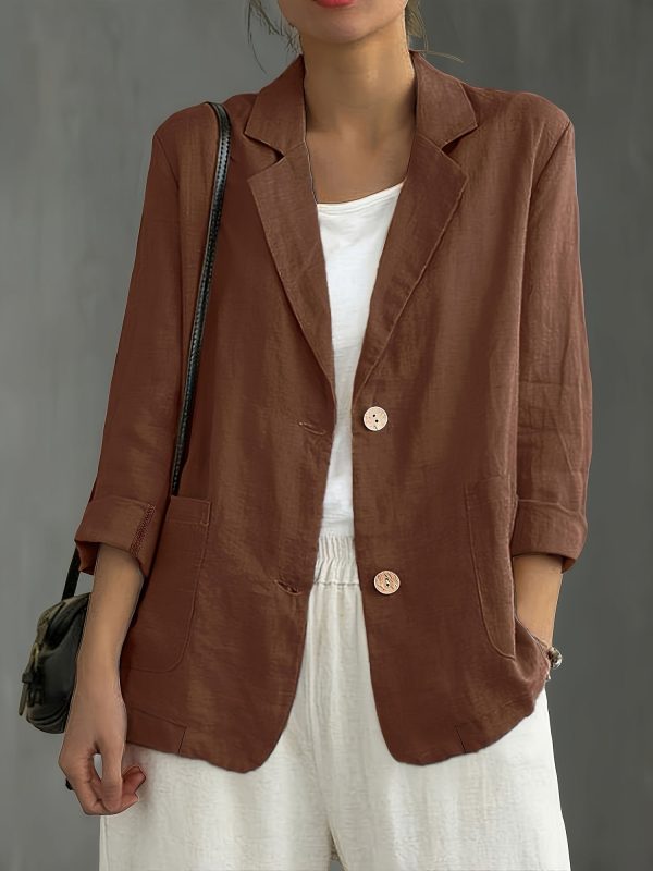 Nadia | Classic Linen Blazer With Pockets For Smart Casual Wear