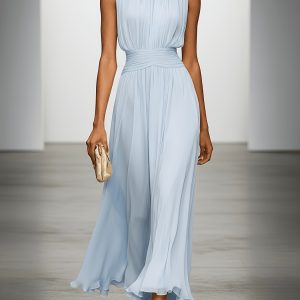Arabella | Pleated Maxi Wedding Guest Dress With Ruched Waist - Image 8