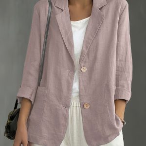 Nadia | Classic Linen Blazer With Pockets For Smart Casual Wear - Image 10