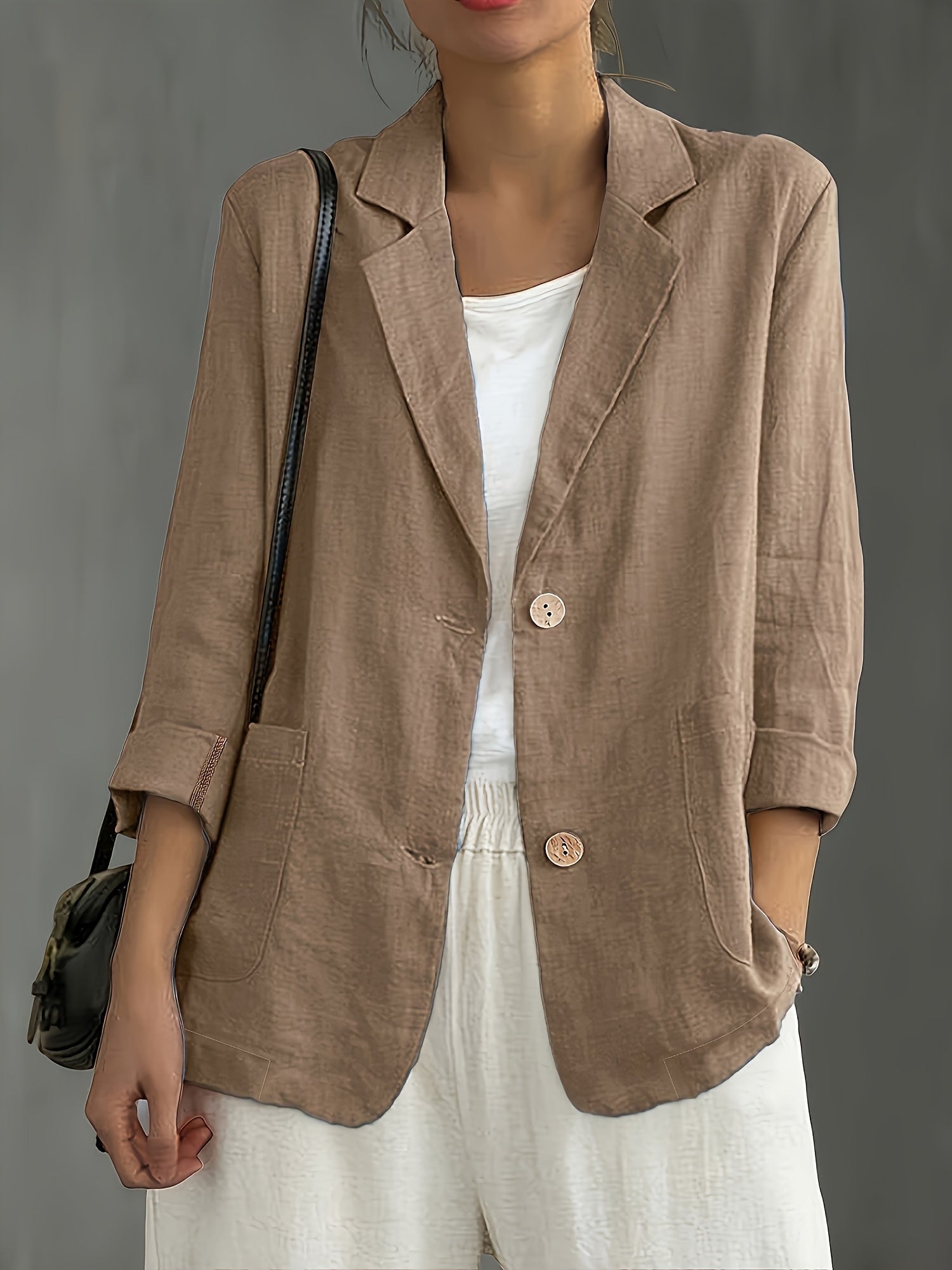 Nadia | Classic Linen Blazer With Pockets For Smart Casual Wear - Image 7