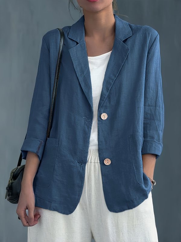 Nadia | Classic Linen Blazer With Pockets For Smart Casual Wear