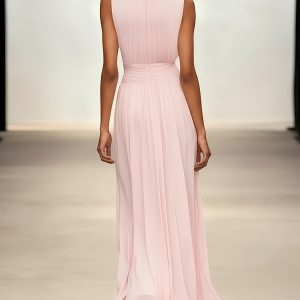 Arabella | Pleated Maxi Wedding Guest Dress With Ruched Waist - Image 7