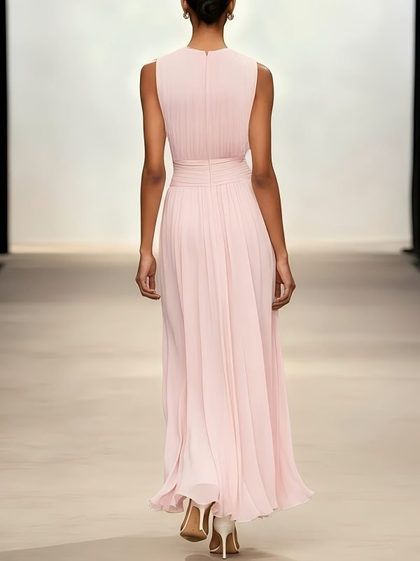 Arabella | Pleated Maxi Wedding Guest Dress With Ruched Waist