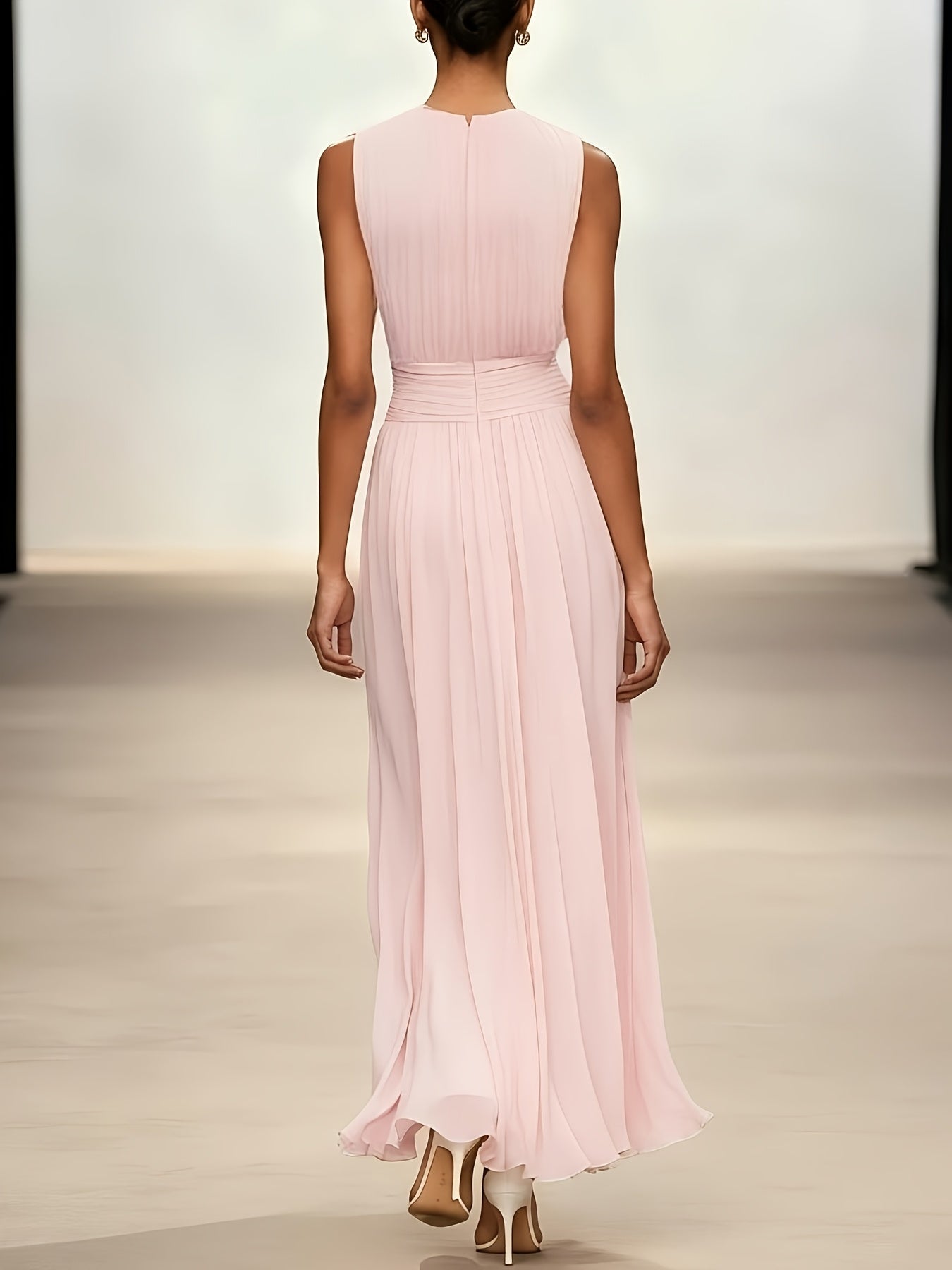 Arabella | Pleated Maxi Wedding Guest Dress With Ruched Waist - Image 7