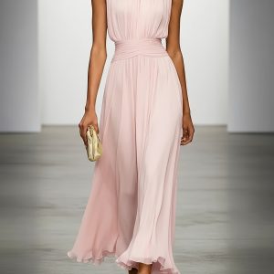 Arabella | Pleated Maxi Wedding Guest Dress With Ruched Waist - Image 6