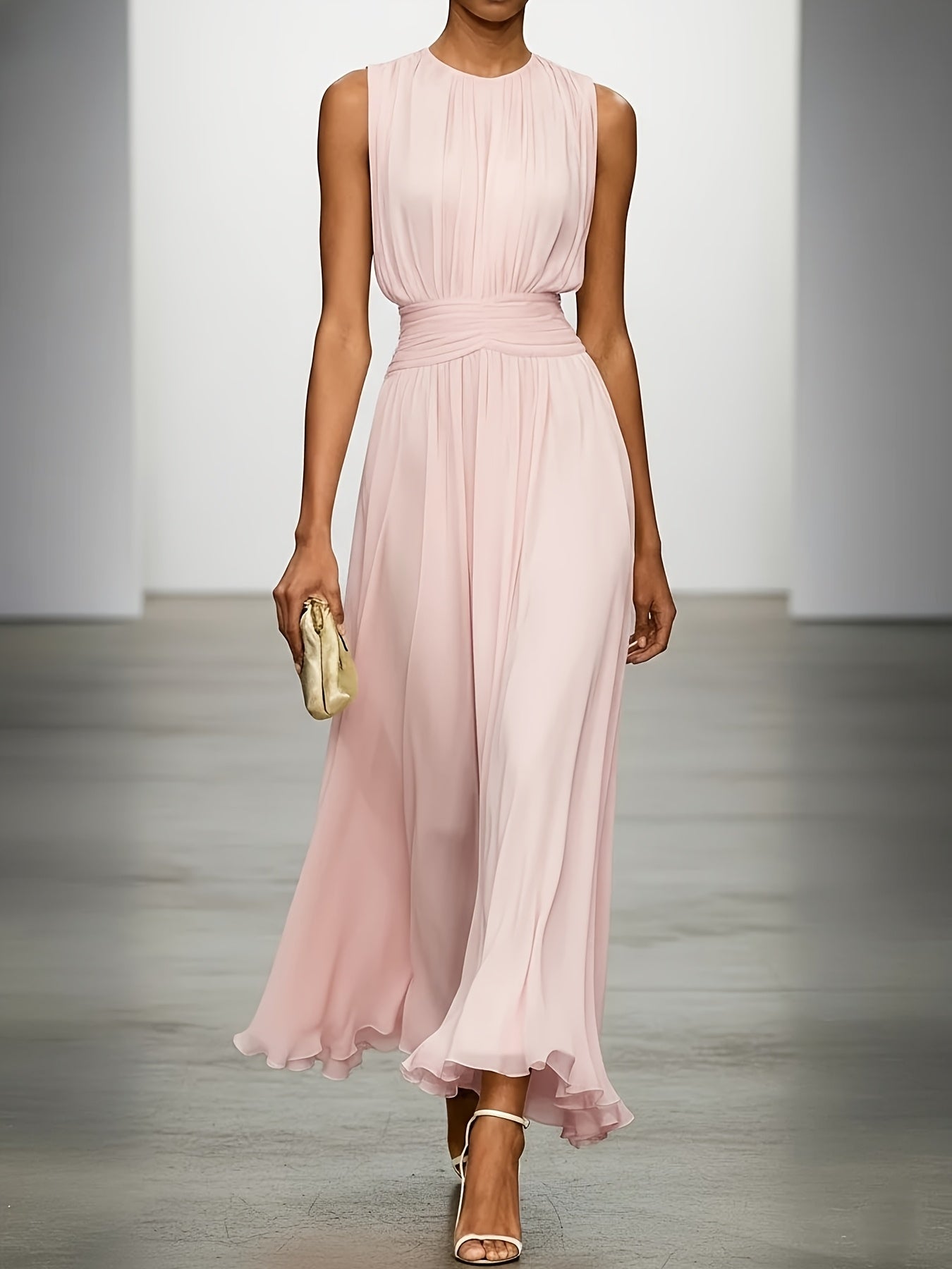 Arabella | Pleated Maxi Wedding Guest Dress With Ruched Waist - Image 6