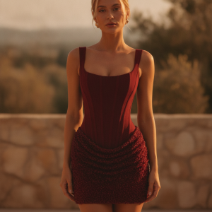 Katarina | British Square Neck Corset Bodycon Mini Dress